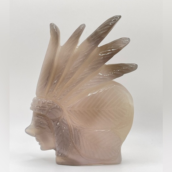 Large Druzy Agate Female Native American Head! - Picture 2 of 2